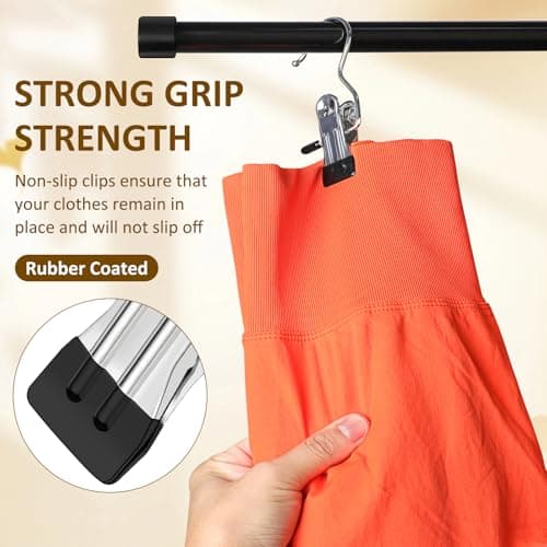 Trouser Hanger Clips with Non-Slip Rubber Coating, Space Saving Travel Pants Hangers, Portable Closet Organizer for Leggings, Skirts, Shorts, Jeans, Hats & Boots (40PCS） — view 5