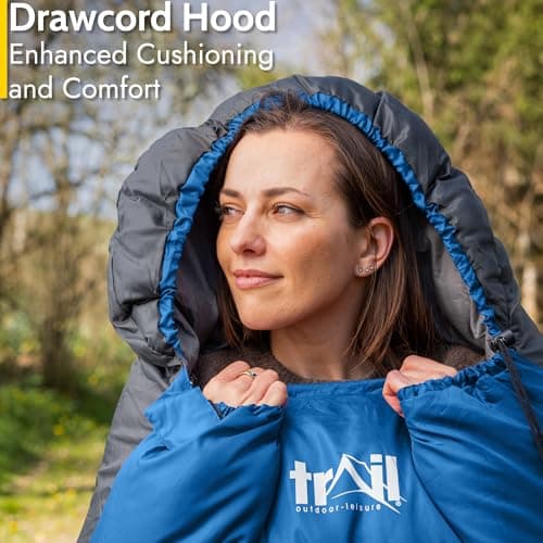 Trail Alpine 400 Sleeping Bag with Hood, 4 Season, Single Adult, Blue — view 4