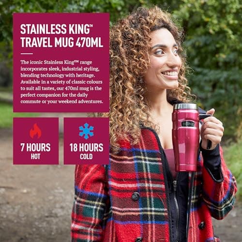 Thermos Stainless King Raspberry Pink Travel Mug (470ml) 7h Hot | 18h Cold — view 3
