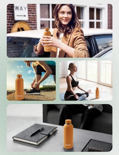 Stainless Steel Water Bottle Double Wall, Insulated Metal Water Bottle with Clip, 350ml/500ml/750ml/1L, BPA Free, 24hrs Cold & 12hrs Hot, Suitable for Sports, Camping, Hiking, Cycling, Gym, Travel — view 6