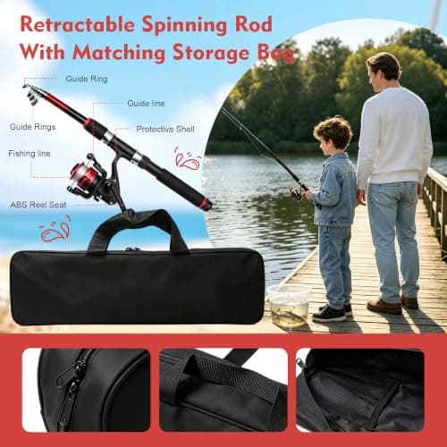 Telescopic Fishing Rod and Spinning Reel Combo,Complete Set for Beginner — view 5