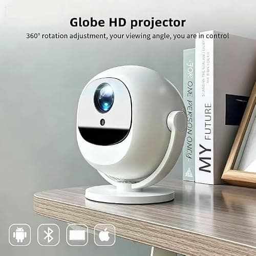 Portable mini projector, 200 ANSI lumens, supports 4K, Android 11/iOS, automatic trapezoidal correction, 360° rotatable home video projector, dual-band WiFi 6 and Bluetooth 5.2. — view 3