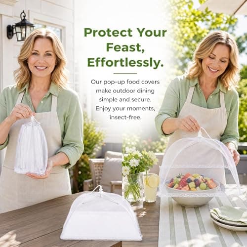 2 Pack Pop Up Mesh Food Covers, Collapsible Food Cover Dome with Plate Umbrella Fly Net, Reusable Food Tents for Outdoors, Screen Tents, Parties, Picnics & BBQs — view 2