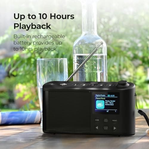 DAB Radio Portable, DAB Plus/DAB Radio, FM Radio, Small Radio, XL Large LCD Display Portable Radios Mains and Battery, USB Charging for 10 Hours Playback, (Spectrum by iBox) — view 3