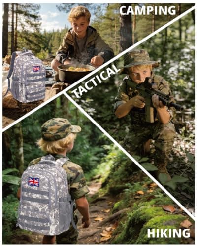 30L Tactical Camo Backpack for Boys 900D Military Schoolbag with 4 Pockets — view 2