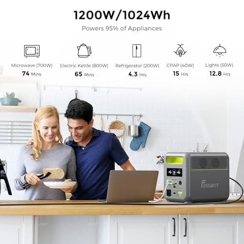 FOSSIBOT F1200 Portable Power Station, Update New energy vehicle grade LiFePO4 Battery Backup 1200W (2400W peak) AC Outlets, 0-100% in 70 Min Solar Generator for Camping, Off-grid, Power Outage — view 3