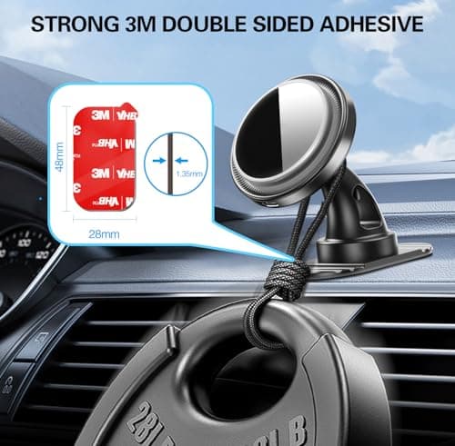 volport Double-Sided Sticky Adhesive Pads for Dashboard Magnetic Car Phone Holder Base, Heat Resistant Rectangle Extra Strong Mounting Tape Replacement Sticker for Magnet Car Mount, 5 Pack — view 2