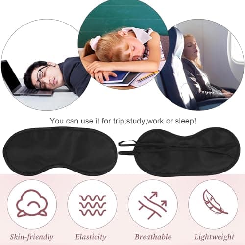 20 Pack Black Sleep Eye Masks, Sleeping Blindfold, Light Blocking Blindfolds for Men & Women, Sleeping Blindfold, Ultra Soft Breathable Shade Covers for Travel, Plane, Lunch Break & Camping — view 5