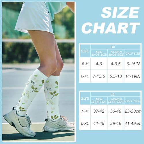 6 Pairs Compression Socks for Women, Floral Flight Pressure Socks, L-XL — view 6