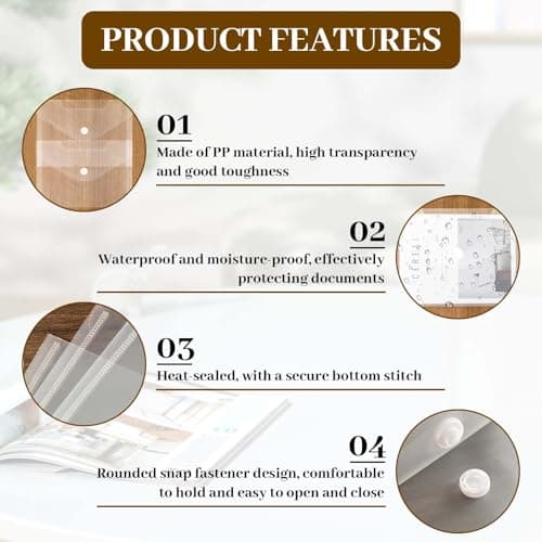 10 Pack Small Plastic Wallets with Popper Waterproof Transparent(16x11.5cm) — view 3