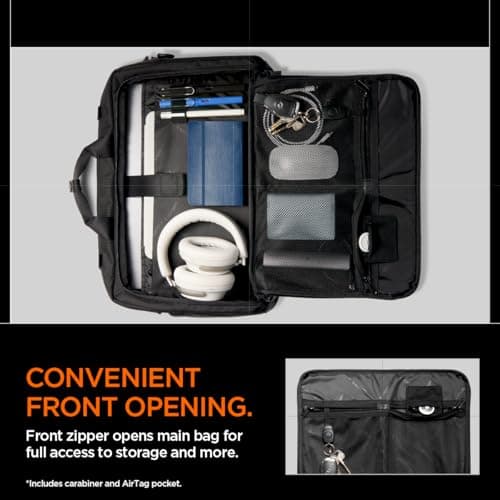 Spigen Life Klasden Laptop Shoulder Bag for Men, Slim 16 inches Laptop Briefcase, Business Travel Office Bag with Crossbody Luggage Strap for MacBook Pro/Air Lenovo, Samsung, HP, Dell and More - Black — view 3