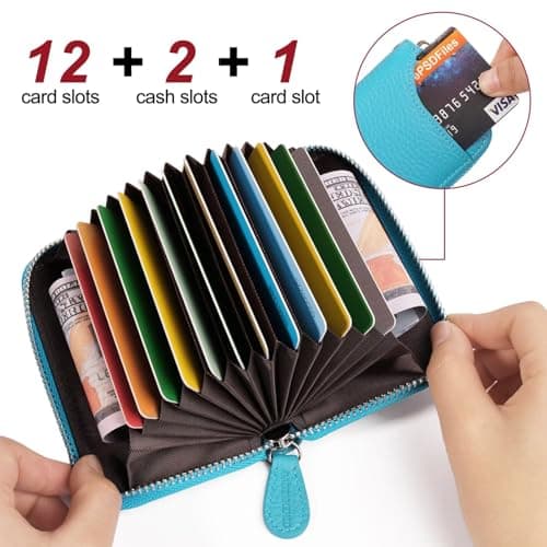 GADIEMKENSD Credit Card Holder RFID Blocking Sleeve Wallet with Zipper Cute Carteras para Mujer Tarjetero De Purse for Travel Mens Business Card Cases Cash Envelopes Wallet for Women's Gift Sky Blue — view 2