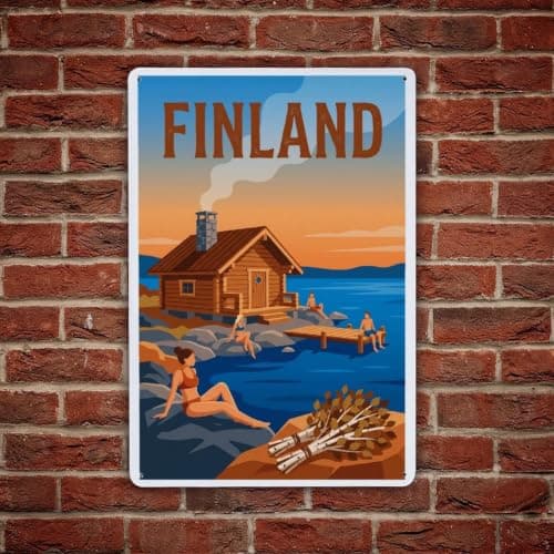 Finland Sauna Ice Lake Travel Winter Arctic Metal Tin Sign — view 4