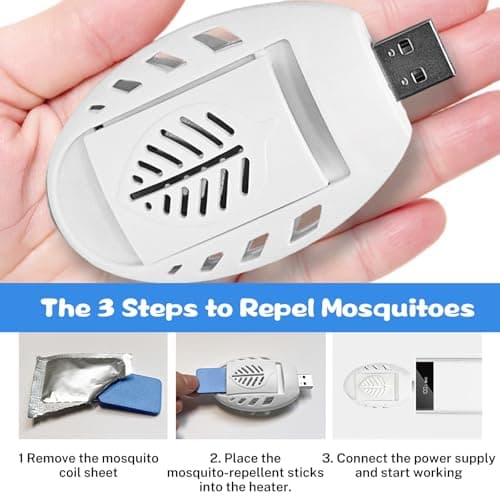 8.5 * 5cm USB Mosquito Repellent Plug In, 2 Pcs Portable USB Mosquito Killer, with 90 Repellents Tablets, Indoor Insect Repellent Plug In for Home Camping Hiking Car Summer Outdoor Travel — view 3