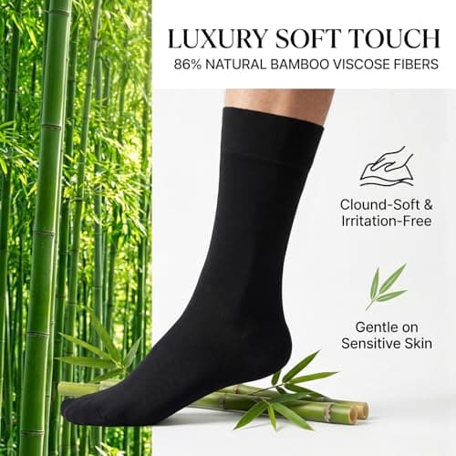 VoJoPi 5 Pack Mens Bamboo Socks, Thin Breathable Dress Crew Socks, UK 6-9 — view 4