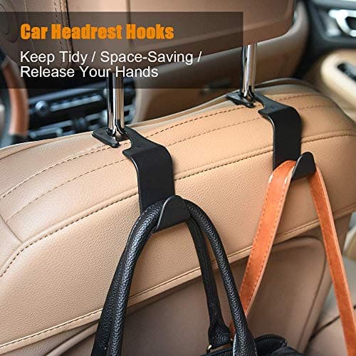 URAQT Auto Hooks, 4 Pack Car Storage Hooks Back Seat Headrest Hanger, Universal Car Handbag Hooks, Multifunctional Heavy Duty Storage Hooks for Auto Backseat — view 6