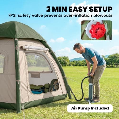 Outsunny Inflatable Camping Tent Rainfly 2-3 Man 3000mm Waterproof Beige — view 3