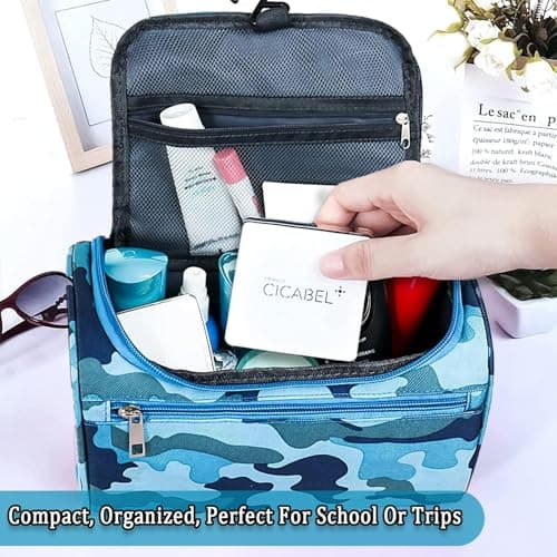 Boys Wash Bag with Camouflage Design – Boys Toiletry Bag for Travel and Sports, Durable & Waterproof Kids Wash Bag with Handle and Zipper for School, Gym or Holidays — view 5