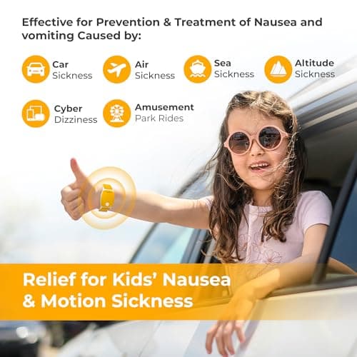 EmeTerm Explore for Kids FDA-Cleared Anti-Nausea Wristband IP67 Waterproof Morning Motion Sickness Relief Band Rechargeable Classic Strap Design Drug Free Non-drowsy Without Side Effects Sunny Yellow — view 3