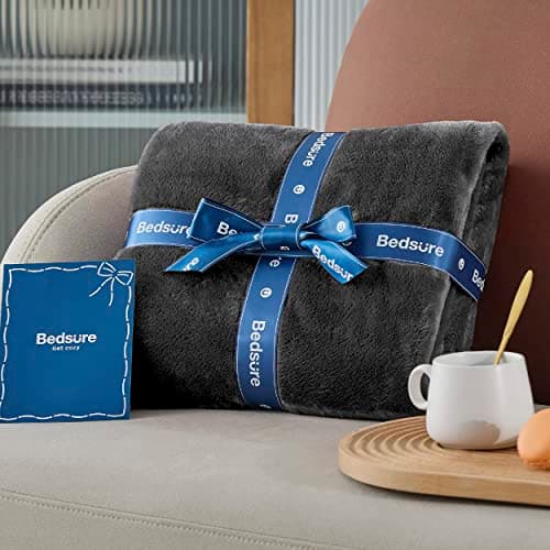 Bedsure Fleece Throw Blanket for Bed - Flannel Throw, Dark Grey, 220x240 cm — view 6