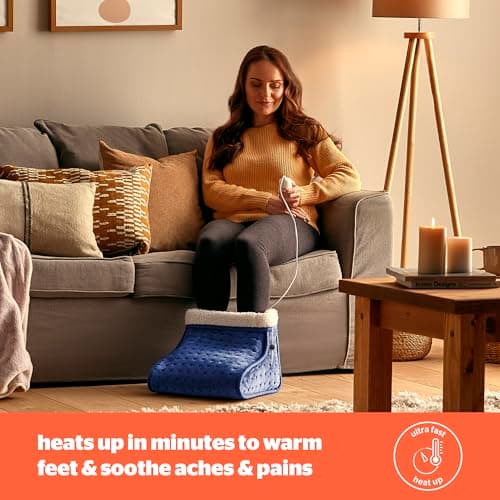 Silentnight Electric Foot Warmer for Cold Feet - Heated Foot Warmer with 3 Heat Settings, Super Soft Teddy Fleece Machine Washable Lining, and Overheat Protection - Warm Cosy - Navy Blue — view 2