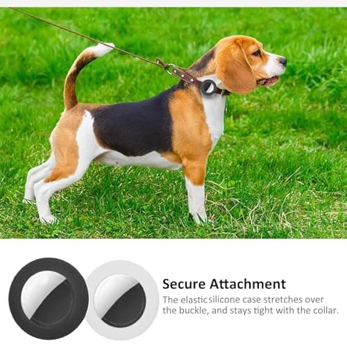 Small Premium Silicone Pet Collar Case (2 Pack), for Apple GPS Tracking Air-tag, Anti-Loss Apple GPS Case Holder Compatible with Cat Dog Collars Charms & Collar Tag Backpack (Black/White) — view 3