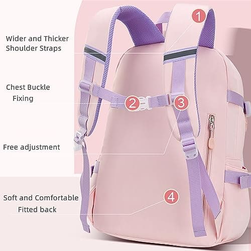 LANSHIYA Girls Bunny Backpack Cute Kids Bookbag for Elementary School Kawaii Preschool Outdoor Daypack Pink — view 3