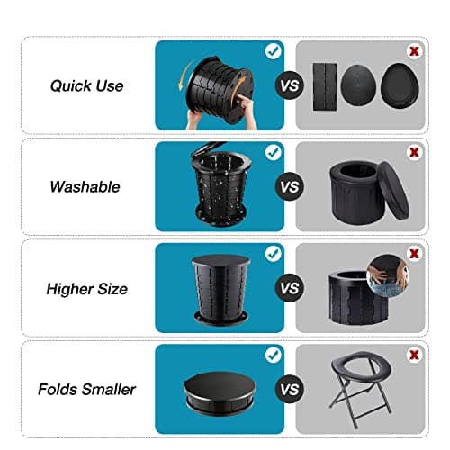 TRIPTIPS Upgrade Retractable Portable Toilet Foldable Height Adjustable Travel Toilet for Car Camping Toilet Portable Potty for Adults and Kids, Portable Toilet for Camping, XL Size (Black-13'') — view 5