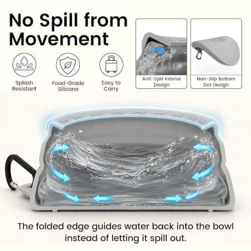 OHMO Non Spill Collapsible Dog Bowl, 700 ml, Ash Grey — view 2