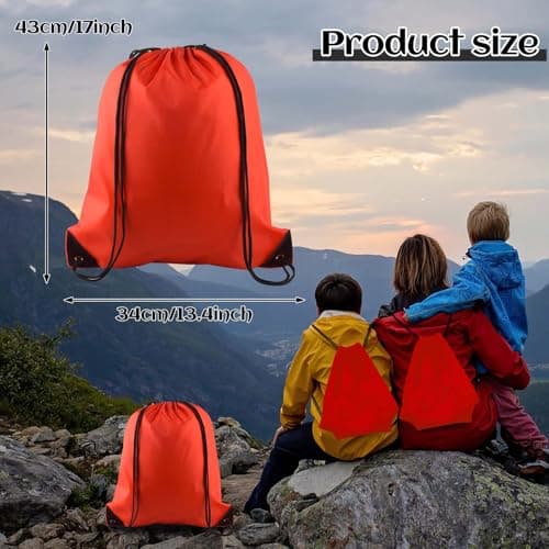 PLULON Red Drawstring Bags Drawstring Backpack Bulk, String Backpack Cinch Sack Sport Gym Bags for Yoga Traveling Outdoor Sports — view 2