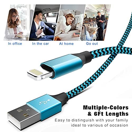 Yavud For iPhone charger cable 3Pack 6FT/1.8M Lightning Cable Nylon Braided MFi Certified USB Long Phone Charging Lead Compatible with iPhone 14 pro max 14 pro 13 12 11 XS X XR 8 7 6 plus — view 6