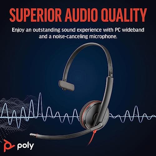 Poly Blackwire 3210 Wired Headset - Noise-Canceling Mic - Single-Ear Design - Connect to PC/Mac via USB-C or USB-A - Works w/Teams, Zoom — view 2