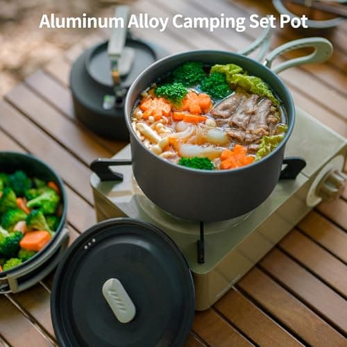 Naturehike 2-4 People Camping Cookware Kit, Non-Stick Lightweight Camping Pot and Fry Pan Set with Mesh Bag for Camping, Backpacking, Outdoor Cooking Picnic (pot) — view 6