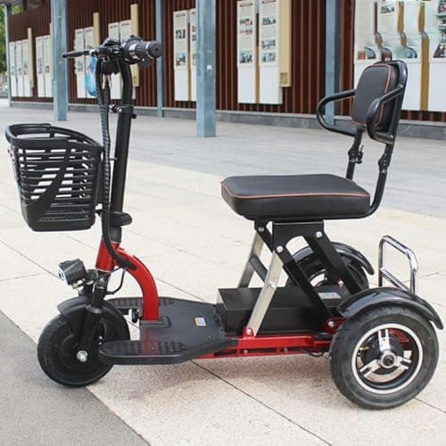 Portable Foldable Lightweight 3-Wheel Mobility Scooter for Adults, 15A Battery Powered Mobility Scooter with 8 Inch Wheels, Comfortable Seat, Charger & Storage Basket — view 3