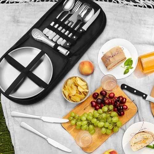 penobon Camping Cutlery Set for 2 Person, 10pcs Stainless Steel Portable Picnic Utensils Set for Camping, Picnic, Outdoor Hiking, Road Trips — view 5