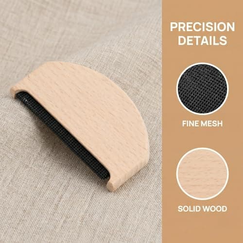Solvio Wooden Cashmere Comb & Lint Remover for Clothes - Manual Fabric Shaver for Wool, Knits, Sweaters & Jumpers - Portable Bobble Remover Tool to Defuzz & Restore Garments (Battery-Free) — view 6