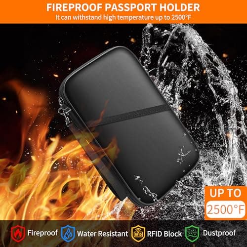 JUNDUN Fireproof Family Passport Holder Travel Wallet for 4 with RFID — view 2
