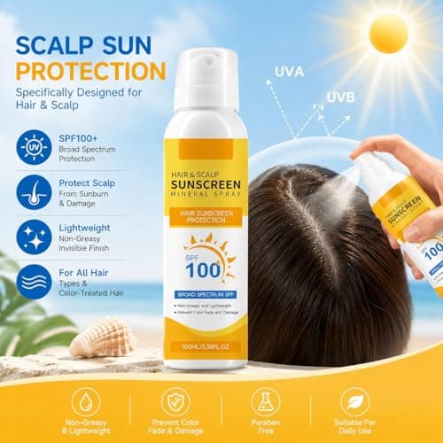 2026 New Upgrade Premium SPF 100 Hair Sunscreen Spray,Prevents Color Fade and Dryness,Non-Greasy UV Protection for Hair and Scalp,Travel-Size UV Protection Beach Sun Block 100ml — view 3