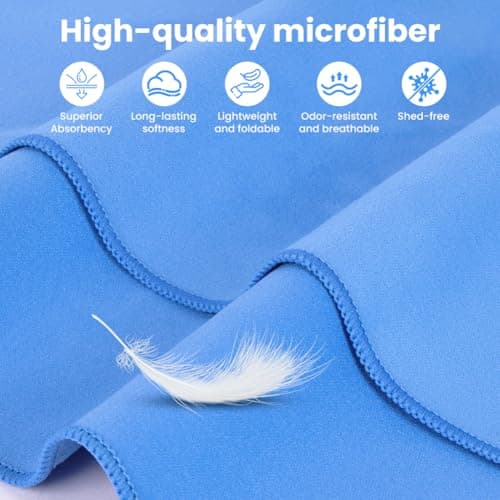 Aolso Microfibre Towel Set, 3 Pack Quick Dry Lightweight Microfibre Travel Towels, Super Absorbent Gym Towel for Men Weman, Beach Towel for Camping, Yoga, Swimming, Hiking-Blue(160x80cm+2 * 40x80cm) — view 4