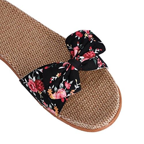 Women Slippers Non-Slip Linen Sliders Flip Flops Lovely Summer Sandals Lightweight Open Toe Footwear Sandals Casual Flat Sandals Indoor Outdoor Beach Slides Pool House Holiday Slippers — view 6