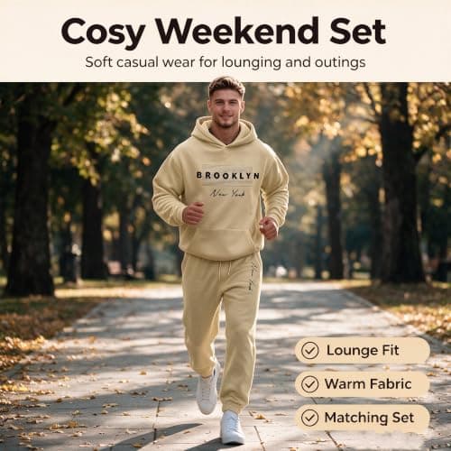 Mens Big and Tall Tracksuit Set Bottom Full Zip Hooded Top Joggers Trouser Casual Fleece Gym Suit Loungewear for Travel Matching Sherpa Hoodie and Sweatpants Holiday Clothes (Blue, XXXL) — view 3