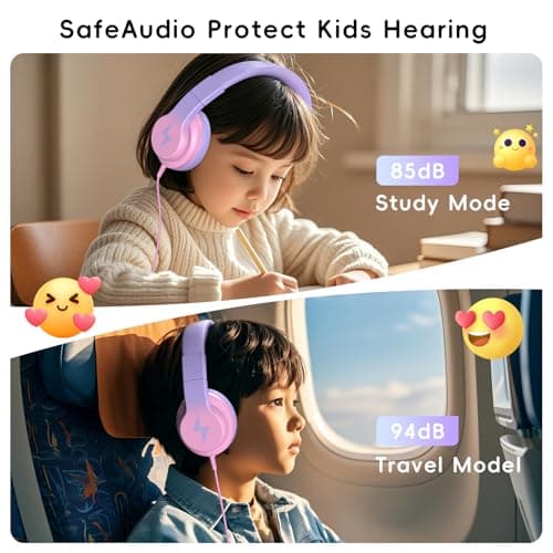 2 Pack Kids Headphones, Wired Headphones for Kids Over Ear with Microphone — view 2