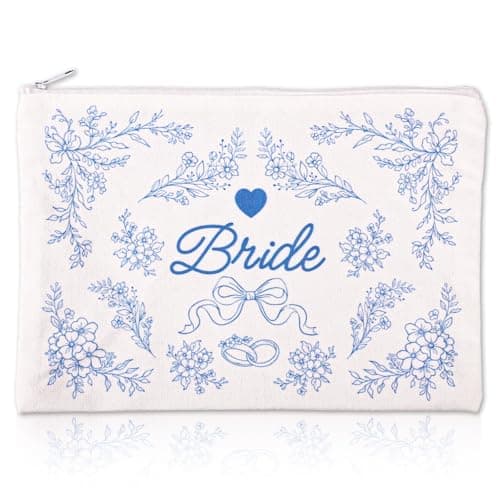 Bride Makeup Bag, 17x25cm/6.7x9.8in High Capacity Floral
