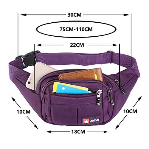 Bumbags and Fanny Packs for Running Hiking Waist Bag Outdoor Sport Hiking Waistpack for Men Women (Purple) — view 4