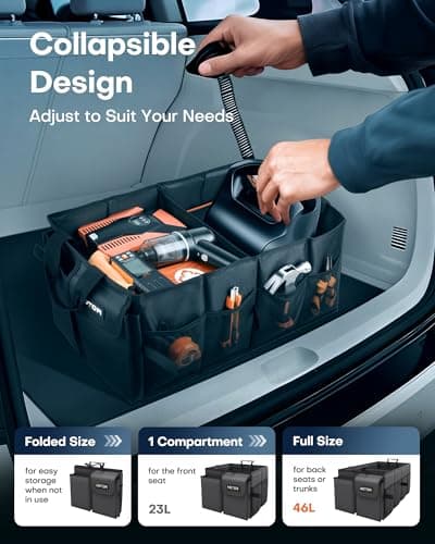 HOTOR Car Boot Oganiser - Auto Trunk Organizer Collapsible 2 Compartments — view 4