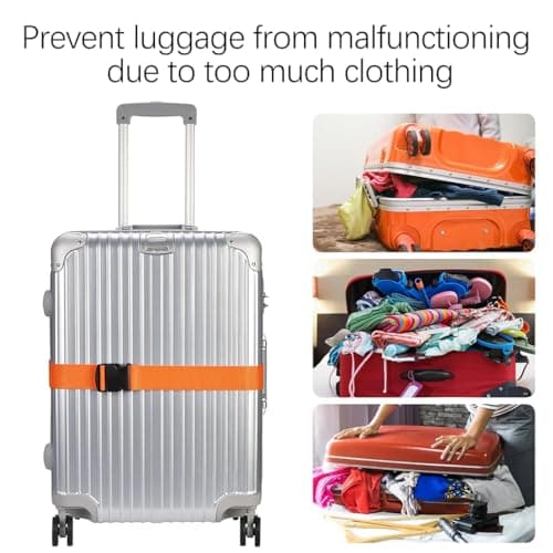 Luggage Straps for Suitcase Heavy Adjustable Suitcase Straps with Quick Release Buckle Suitcase Identifier Bands for Travel Case Non-Slip Travel Belt Travel Accessories (Orange, 2pcs) — view 5