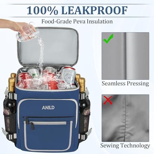 Insulated Backpack Bag 30L for Camping, Picnic, BBQ, Beach, Hiking, Blue — view 4