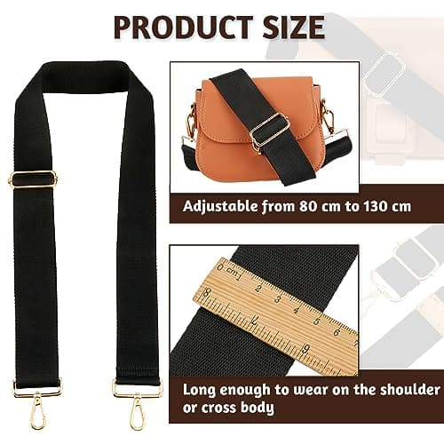 Weewooday Adjustable Bag Strap Replacement Gold Hardware, 1.97 Inch, Black — view 2