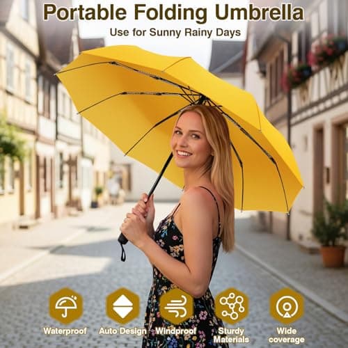 ZOMAKE Compact Umbrella Windproof,Travel Small Umbrella (46in-Yellow) — view 4