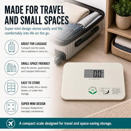 NewlineNY Smallest Step On Super Mini Travel Bathroom Scale, SBB0638SM-WH Off White — view 4